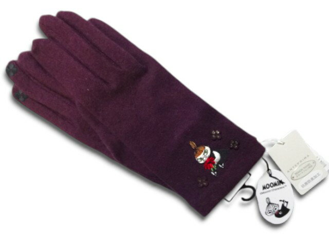 アンテプリマ ANTEPRIMA×ムーミン MOOMIN コラボ 手袋 スマートフォン対応 抗菌防臭加工 ウール・カシミヤ使用 パープル 花柄 リトルミイ 21~22cm レディース手袋