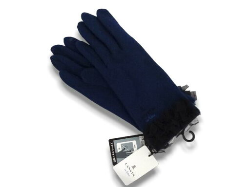 ランバン オン ブルー LANVIN en Bleu 手袋 スマートフォン対応 レース付き 刺繍ロゴ入り ブルー 青 レディース 婦人 女性 21~22cm ランバン オン ブルー LANVIN en Bleu 手袋 スマートフォン対応 レース付き 刺繍ロゴ入り ブルー 青 レディース 婦人 女性 21~22cm