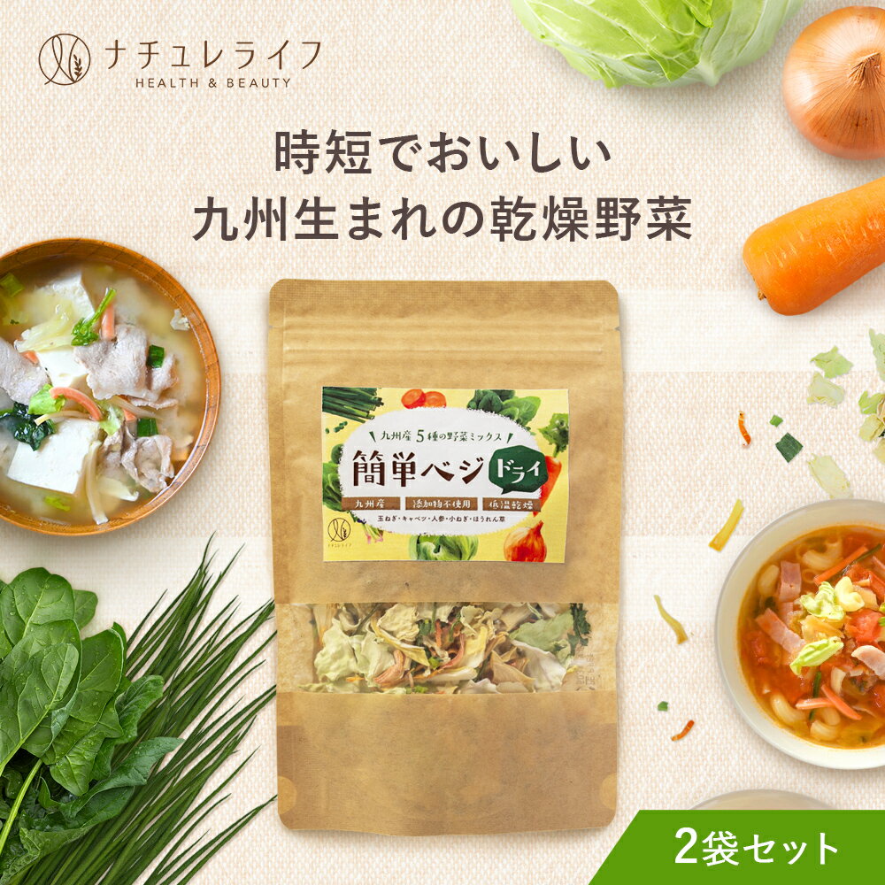 簡単ベジドライ 80g 40g 2袋 楽天ランキング1位 送料無料 乾燥野菜 国産 添加物一切不使用 カット野菜 九州産 安全 野菜ミックス 美味しい おいしい 人気 簡単 時短 お手軽 料理 常備 玉ねぎ …