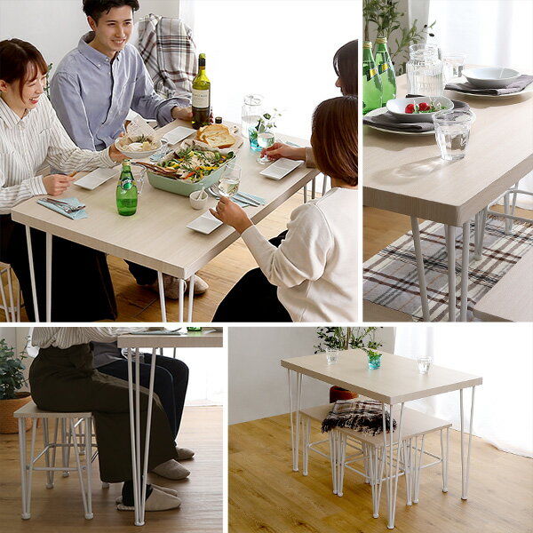 ダイニングセット 5点 ダイニングテーブル ダイニングチェア セット コンパクト 110cm ホワイト さわやか オシャレ【Frais-フレ-】【OG】 [3]