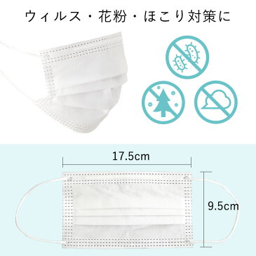 マスク 100枚入り 使い捨てマスク 箱 (50枚入り×2箱) 【5月26日入荷】 5月26日国内順次発送予定 販売 立体 花粉・飛沫・ウイルス対策 男女兼用 普通サイズ 大人用 不織布マスク フェイスマスク 3層構造 高密度フィルター ノーズワイヤー ホワイト