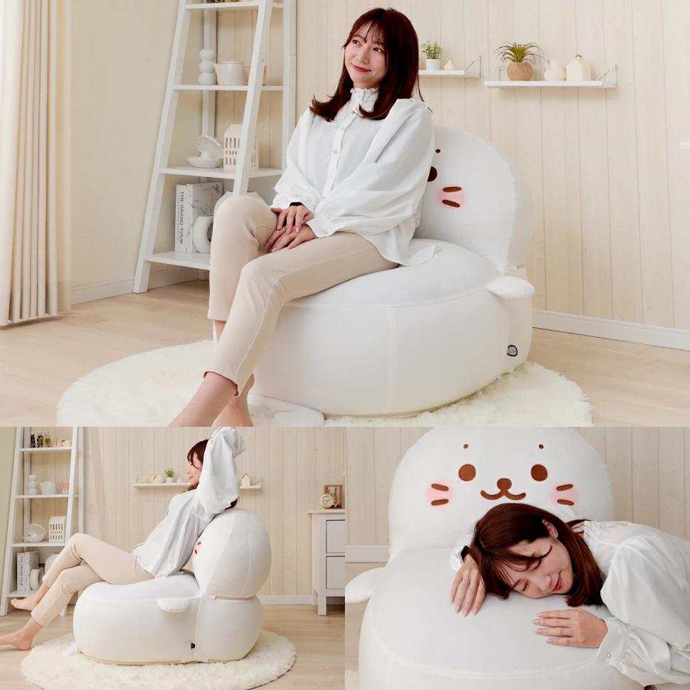 家具通販のグランデのしろたん ソファ ソファー ビーズソファ 一人掛け sirotan ビーズソファ ビーズクッション カバーリング 洗える 日本製 shirotan キャラクター 特大 グッズ プレゼント ギフト【SI】｜アングル3