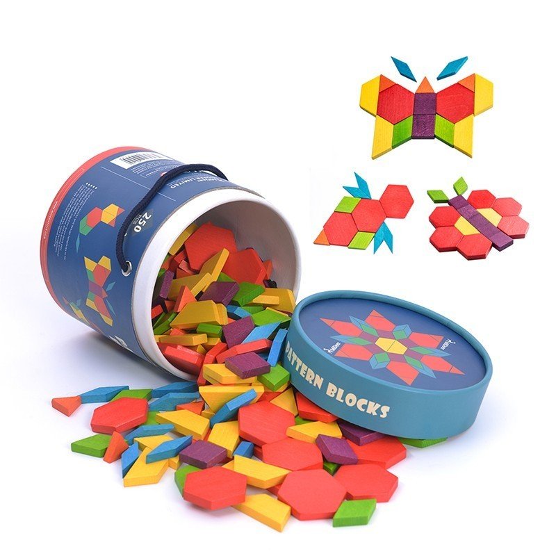 パターンブロック　パズル　つみき　図形　幼児　250ピース　知育玩具 MiDeer　ミディア