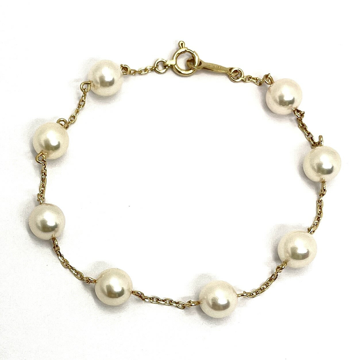 【3/18(月)～全品5%OFFクーポン】MIKIMOTO / ミキモト　パールブレスレット　ステーション　K18YG　6.0~6.1mm　17.5cm　【中古】 　アコヤ真珠　プレゼント　ギフト