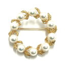 【5/1(木)〜全品5%OFFクーポン】MIKIMOTO / ミキモト パールブローチ K18YG 5.8~6.0mm 【中古】 アコヤ真珠 リーフ サークル...