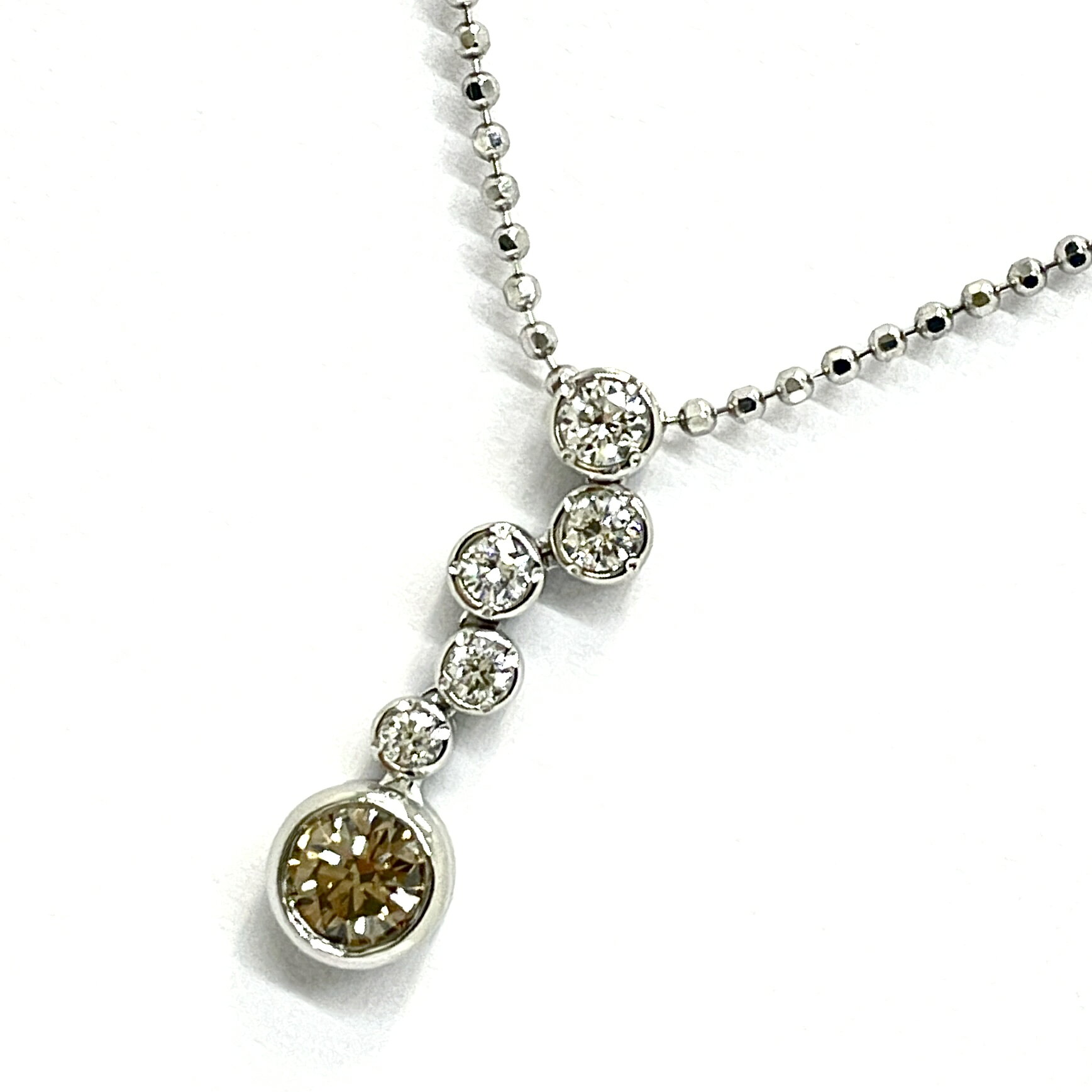 Rakuten - KASHIKEY / カシケイ　ベゼル ダイヤネックレス　Pt900　0.34ct/0.20ct　ブラウンダイヤモンド 【中古】 ペンダント　プレゼント