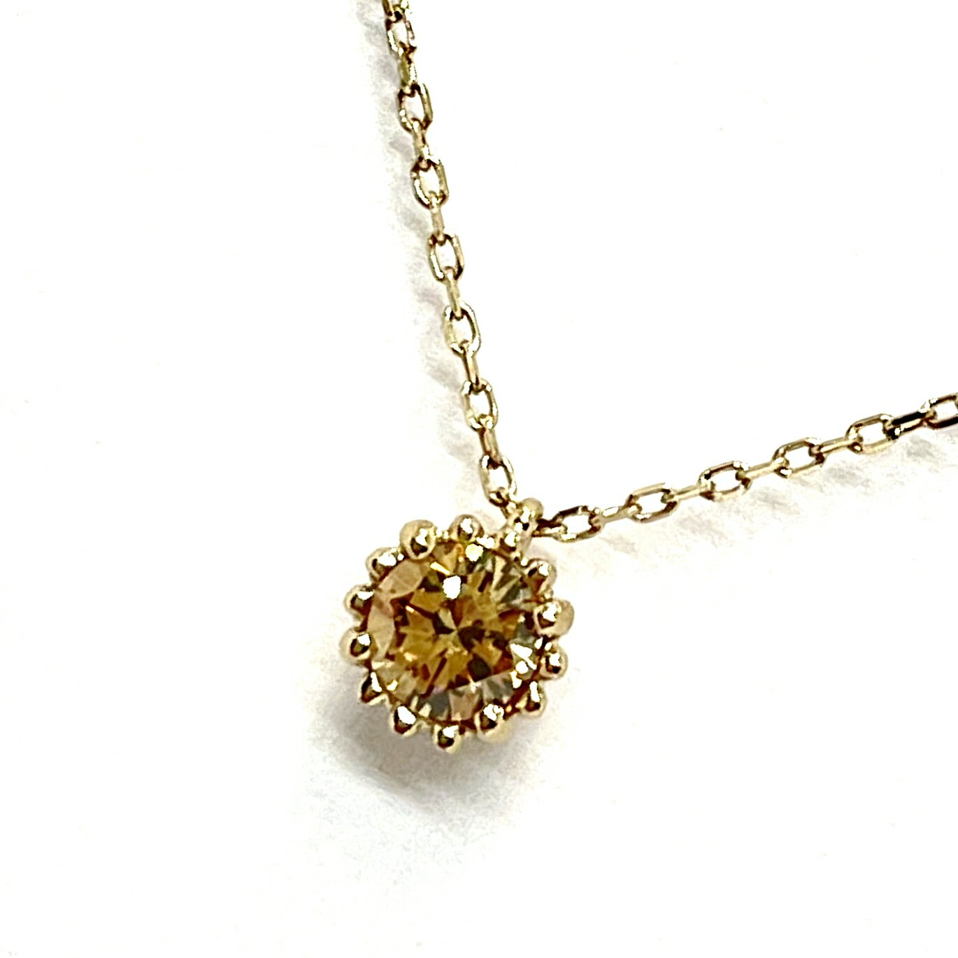 Rakuten - KASHIKEY / カシケイ　ミル ダイヤネックレス　K18BG　0.20ct　ブラウンダイヤモンド 【中古】 ペンダント　プレゼント　ミル打ち