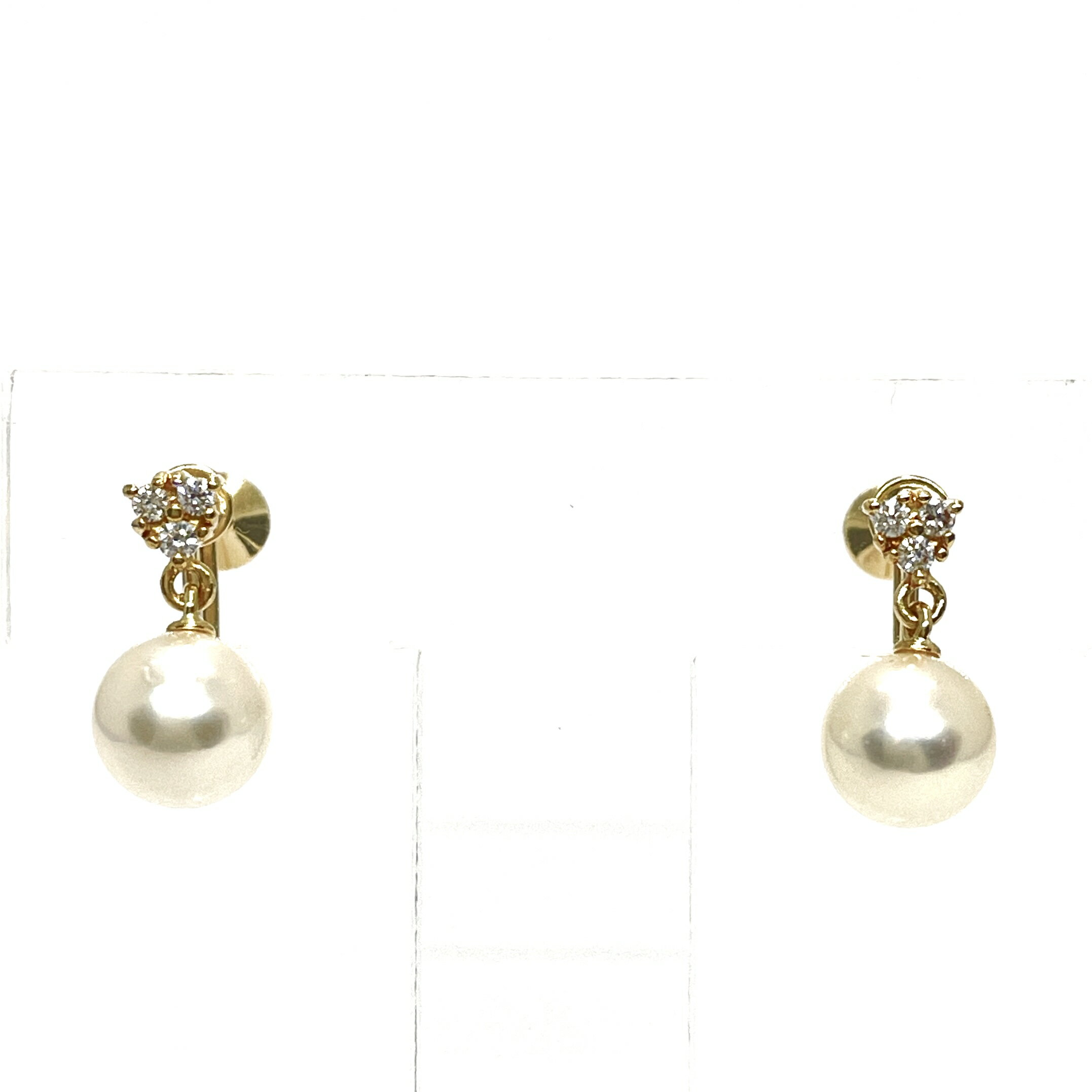 樂天商城 - MIKIMOTO / ミキモト　パール ダイヤ イヤリング　K18YG　7.0mm 【中古】 アコヤ真珠　ダイヤモンド　プレゼント