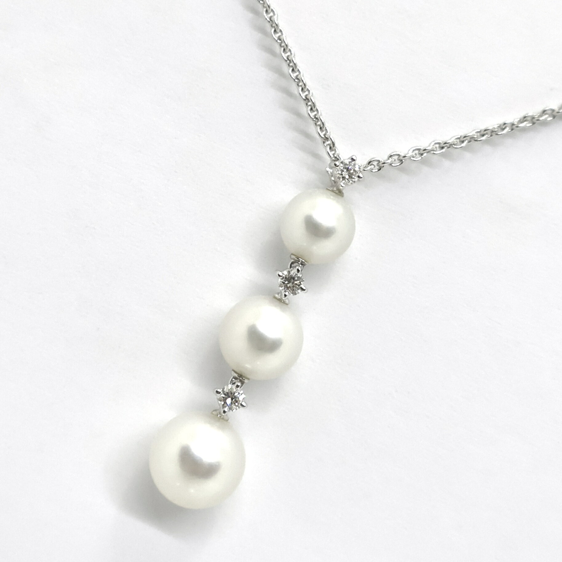 Rakuten - MIKIMOTO / ミキモト　パールダイヤネックレス　3P　K18WG　5.7～7.3mm 【中古】 アコヤ真珠　プレゼント　ペンダント