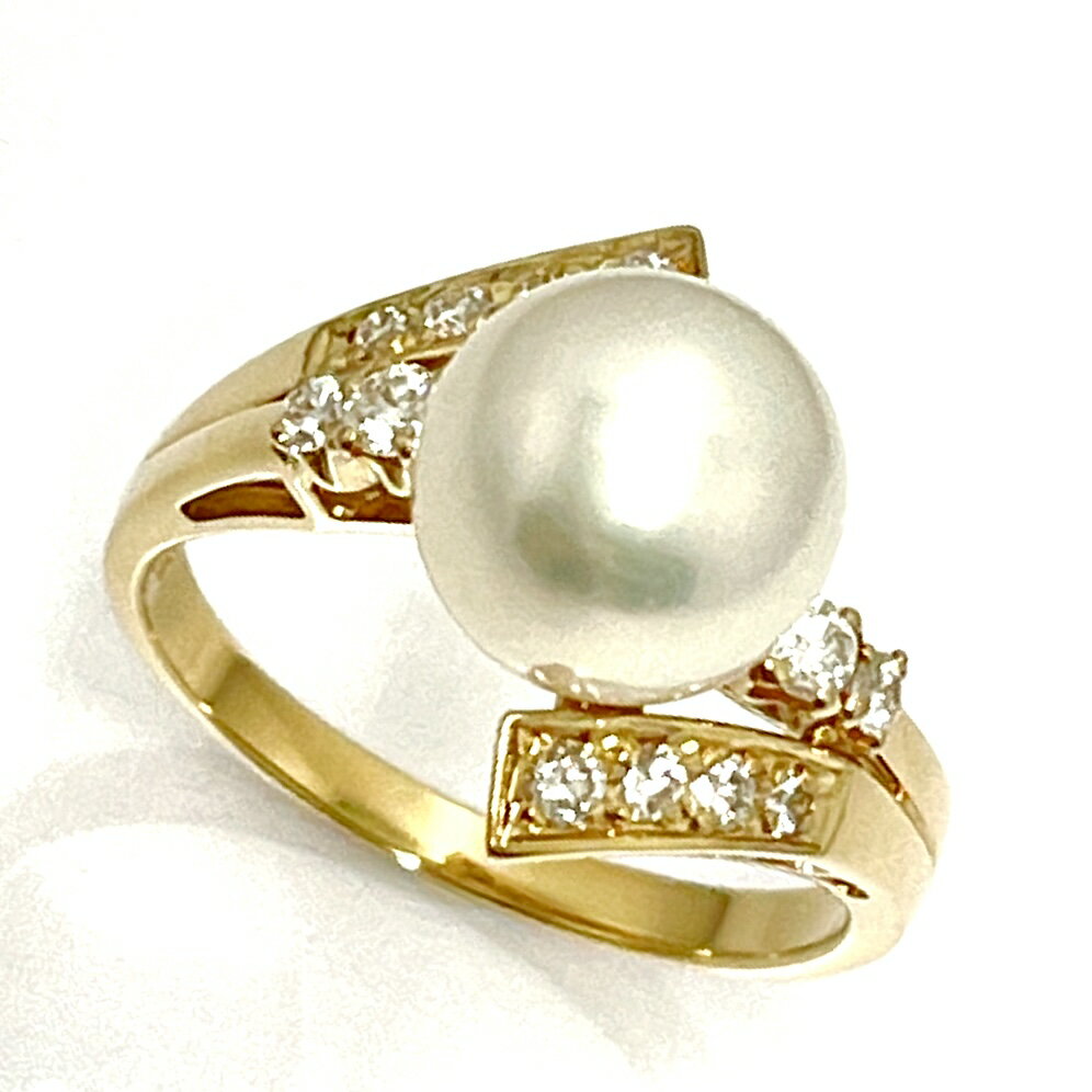 【5/1(金)～全品5%OFFFクーポン】MIKIMOTO / ミキモト　パール ダイヤ リング　K18YG　　8.4mm　11号 【中古】 指輪　ダイヤモンド　アコヤ真珠　プレゼント