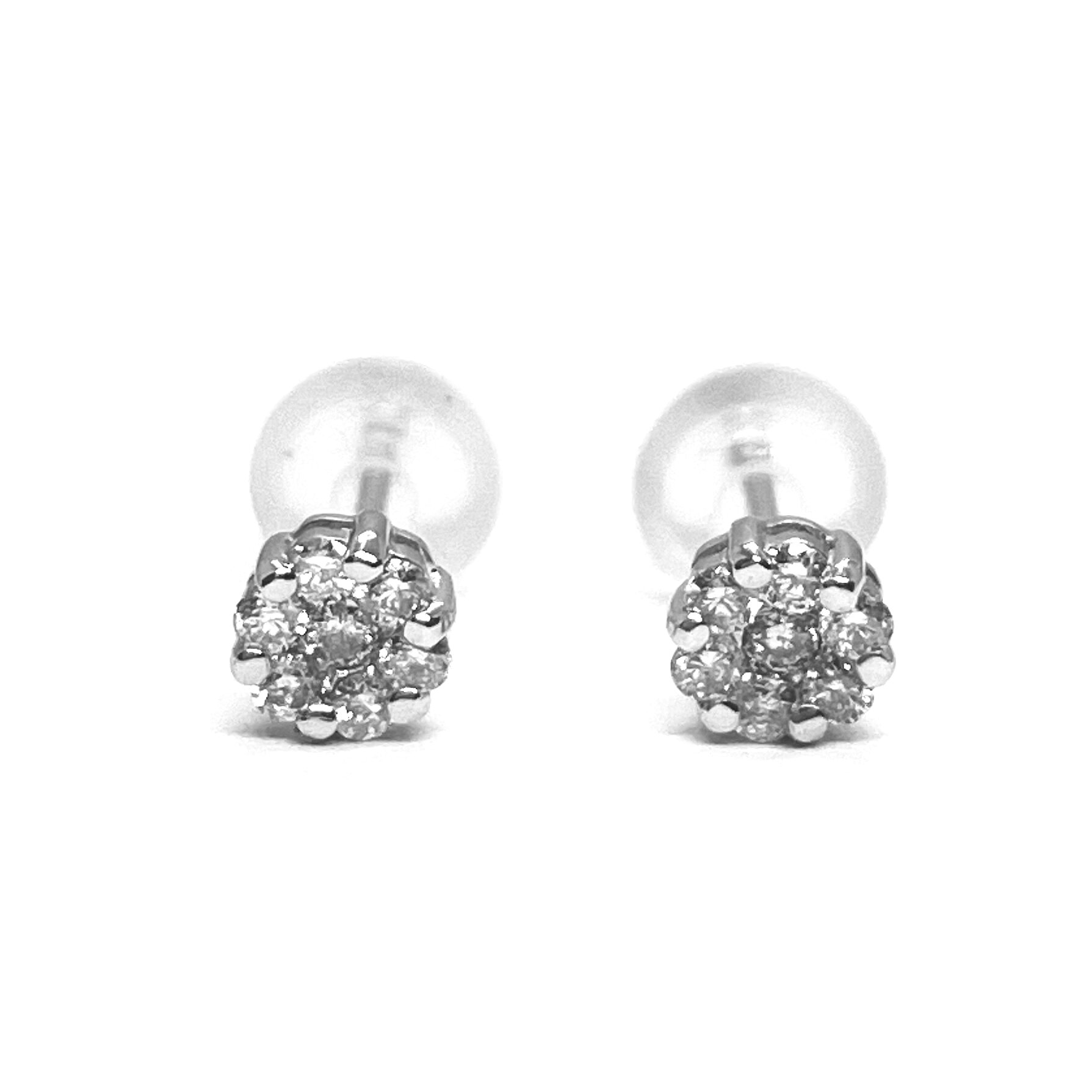 Rakuten - ダイヤピアス　K18WG　0.10ct /0.10ct　フラワー　スタッド 【中古】 ダイヤモンド　花　プレゼント