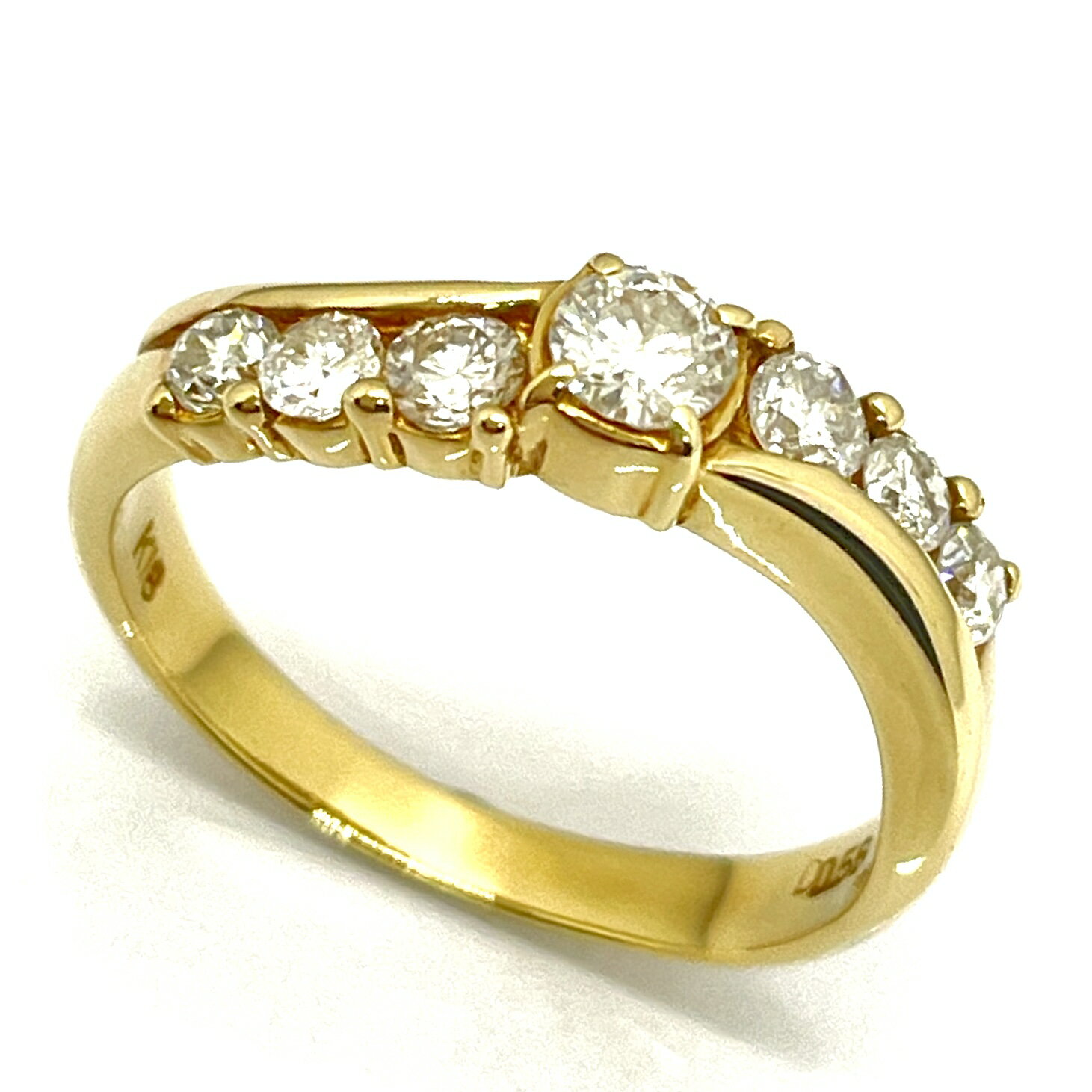 Rakuten - ダイヤリング　K18YG　0.56ct　12号　【中古】　指輪　ハーフエタニティ　ダイヤモンド　プレゼント