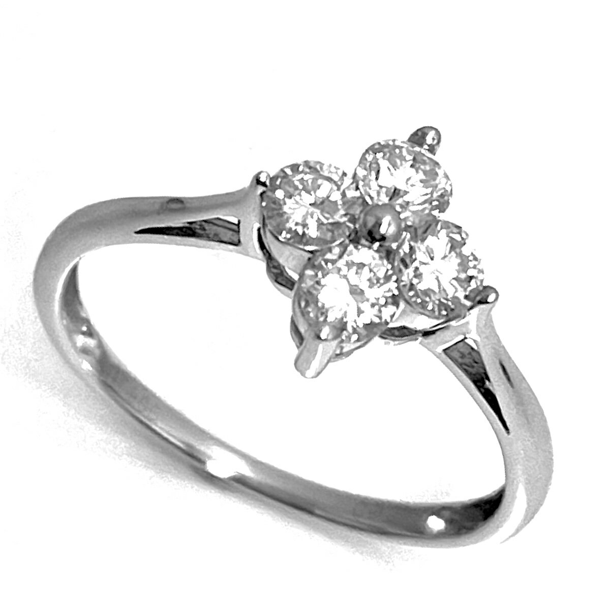 Rakuten - ダイヤリング　Pt900　0.50ct　11号　フラワー 【中古】 指輪　ダイヤモンド　花　プレゼント