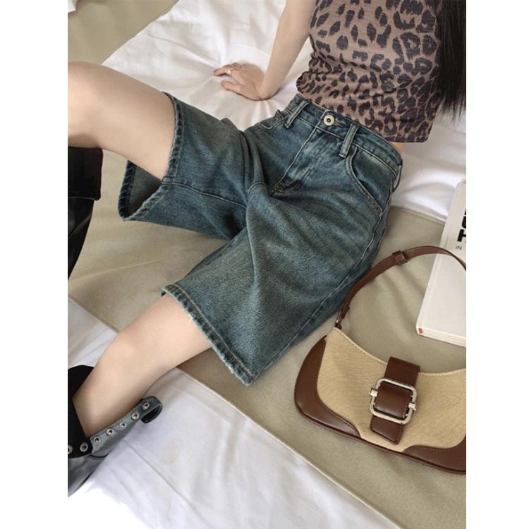 ハイウエスト パンツ デニム ハーフパンツ レディース 大人 夏 シンプル ボトムス 細見え 美脚 ショートパンツ カジュアル ハイウエスト ショート 薄手 デニム 春 こなれ感 ボトムス デニム 短パン ストレッチ ルームウエア キャンプ アウトドア おしゃれ grandir-store-10006465 GRANDIR STORE サンプル画像2