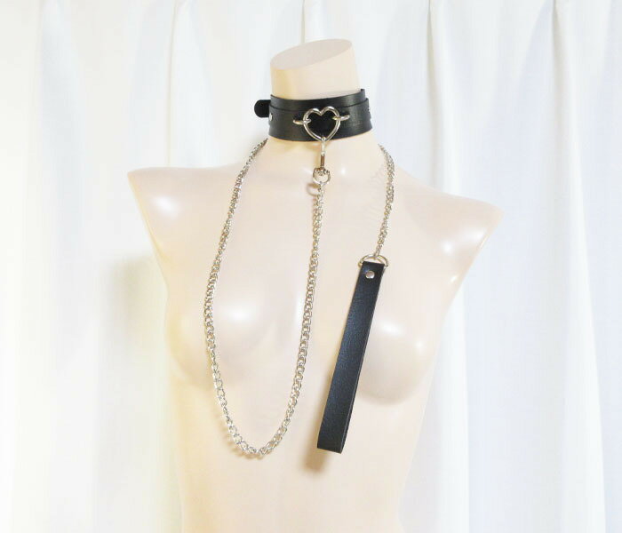[送料無料 メール便] チェーン紐付き 首輪 チョーカー ハート ベルト 太い幅 銀 シルバー レディース アクセサリー セット カジュアル シンプル かわいい トレンド お洒落 格好いい コスプレ 衣装 道具 コスチューム 3