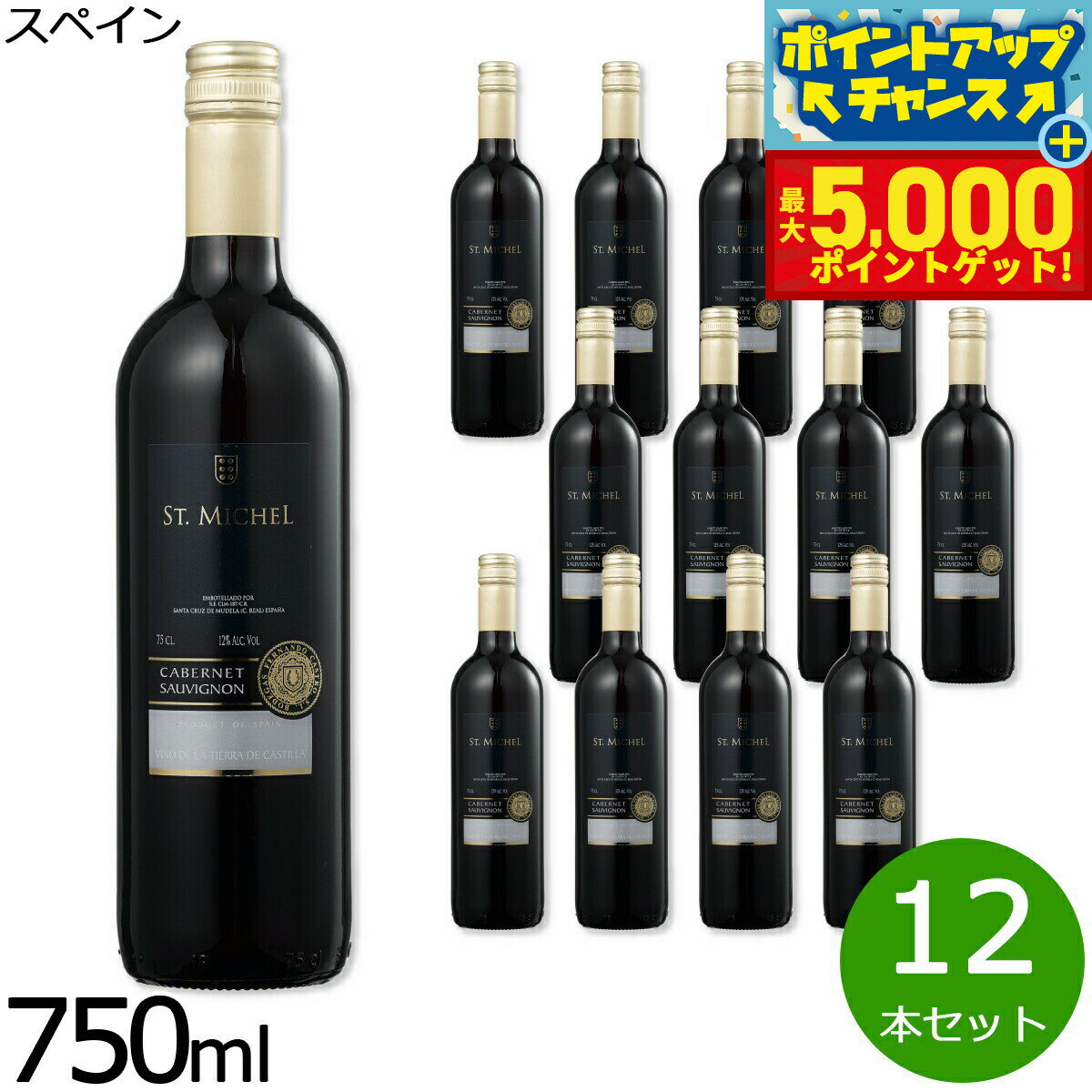 【抽選で100％ポイントバック＆さらにポイント最大+5倍】赤ワイン スペインワイン サン ミッシェル カベルネ ソーヴィニヨン 辛口 1ケース（12本セット）