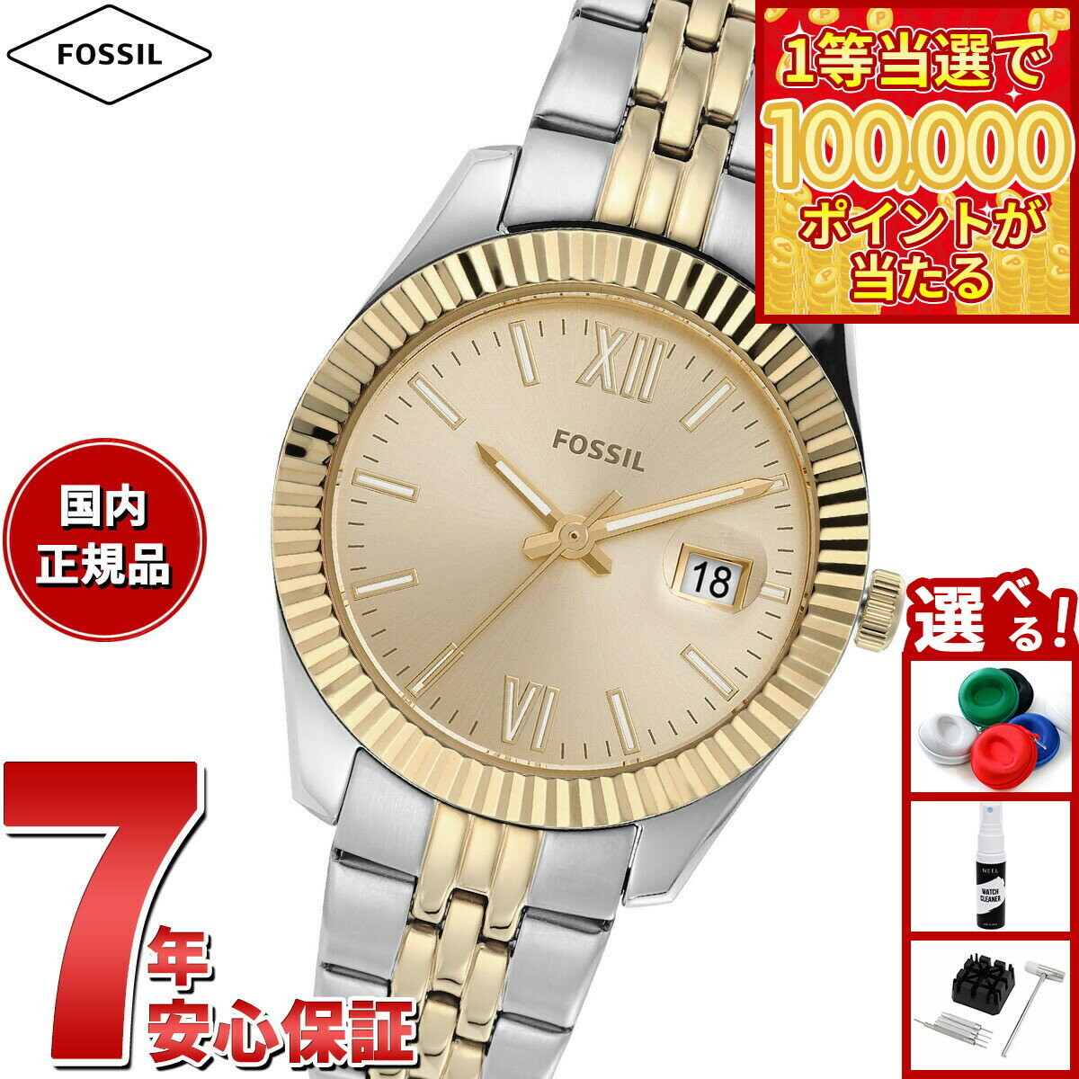 【1等最大10万ポイント当たる！31日まで！】フォッシル FOSSIL 腕時計 レディース SCARLETTE MINI 三針デイト ツートーン ステンレススチールウォッチ ES4949