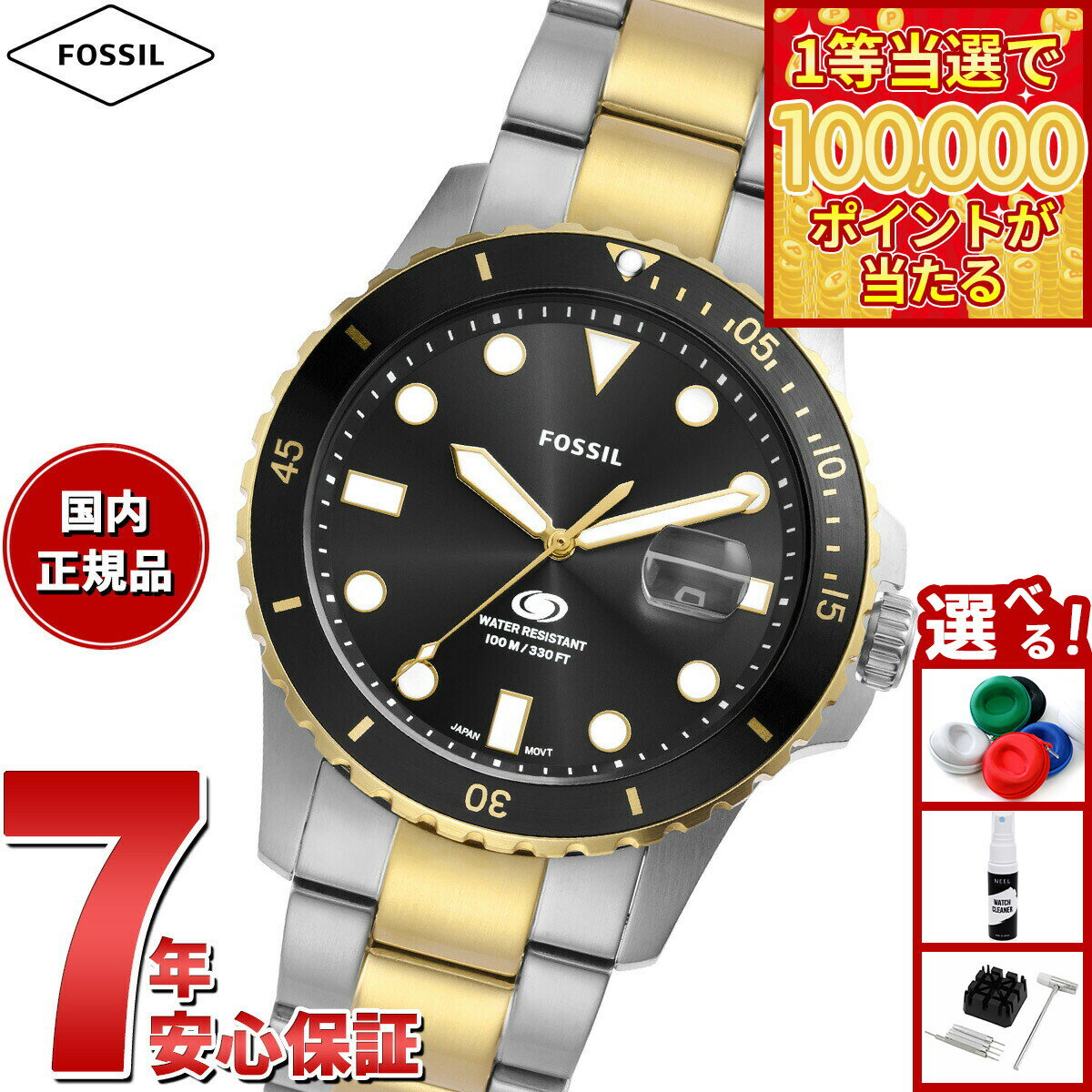 【1等最大10万ポイント当たる！31日まで！】フォッシル FOSSIL 腕時計 メンズ FOSSIL BLUE DIVE 三針デイト ツートーン ステンレススチールウォッチ FS6031
