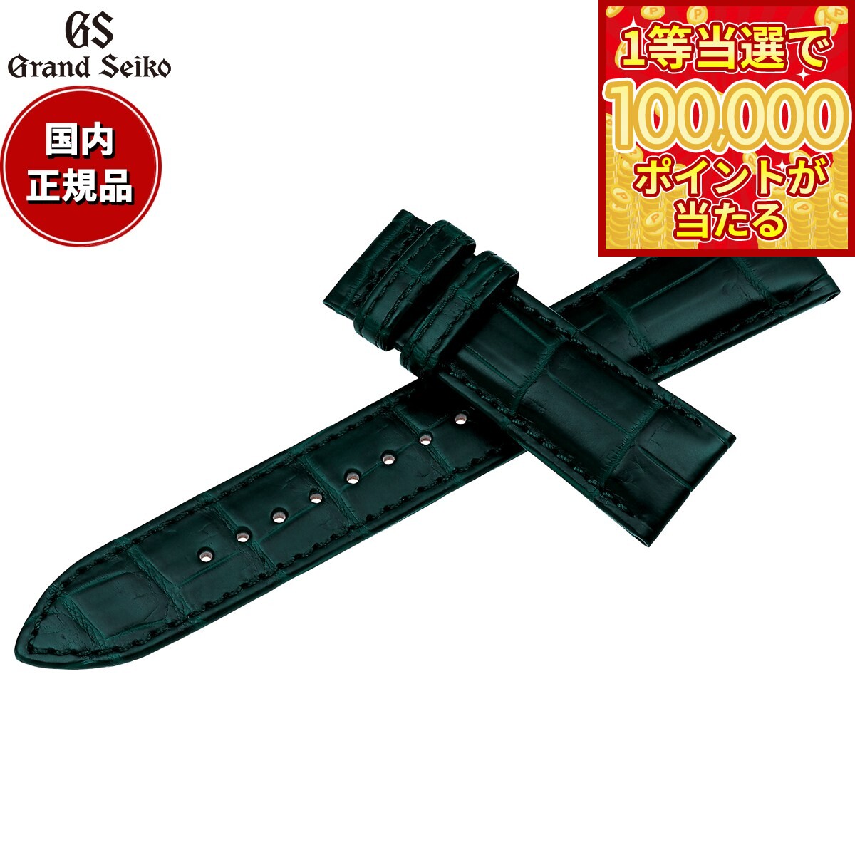 【1等最大10万ポイント当たる！31日まで！】グランドセイコー GRAND SEIKO 替えバンド 時計ベルト メンズ 緑 クロコダイル 22mm RG03W22GN【2026 新作】