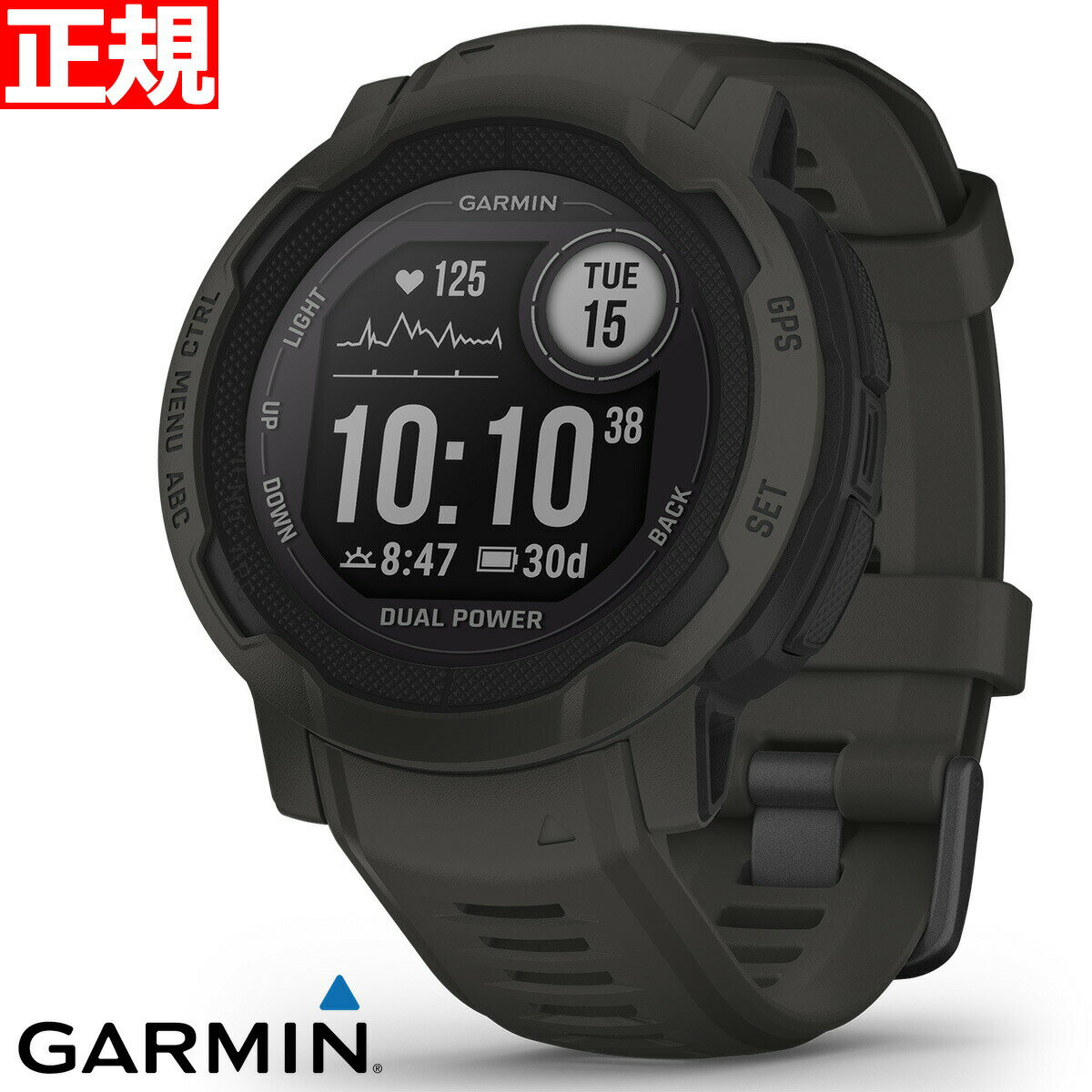 【24回分割手数料無料！】ガーミン GARMIN Instinct 2 Dual Power インスティンクト2 デュアルパワー GPS スマートウォッチ アウトドア 腕時計 メンズ レディース Graphite 010-02627-40