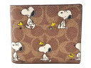 【コーチ紙袋付き ギフト包装無料】コーチ COACH 財布 シグネチャー スヌーピー ウッドストック PEANUTS 二つ折り財布 CBK-56 TAM【2025 新作 限定モデル・新品】【COACH コーチ 財布】【楽ギフ_包装】【コンビニ受取対応商品】【あす楽】