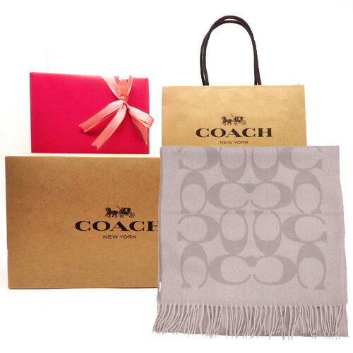 【コーチ箱 紙袋付き ラッピング無料】コーチ マフラー 新作モデル カシミヤブレンド シグネチャー ロゴ マフラー レディース CU-807 C2J 0NE グレー×ライトグレー【COACH コーチ】【2025 新作モデル・新品】【楽ギフ_包装】【コンビニ受取対応商品】【あす楽】のサムネイル