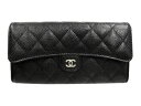 【新品・正規品・ギフト包装無料】CHANEL シャネル 財布 マトラッセ キャビアスキン 二つ折り長 ...