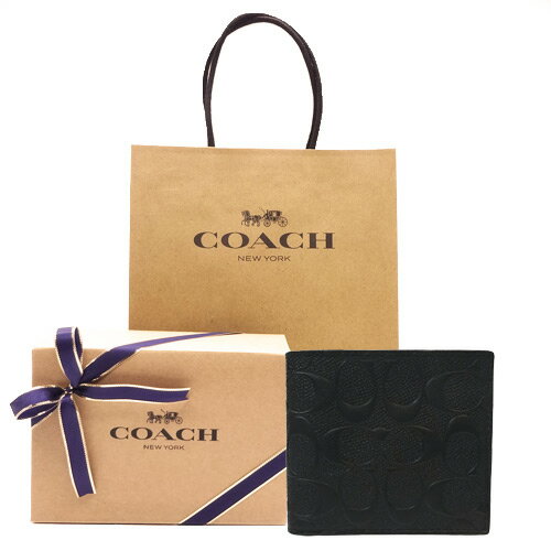 【コーチ箱 紙袋付き ギフト ラッピング無料】コーチ 財布 COACH メンズ財布 シグネチャー クロスグレイン レザー 二つ折り財布 コインケース付き CR-459 BLK【新作モデル】【コ−チ財布】【COACH財布】【サイフ さいふ】【楽ギフ_包装】