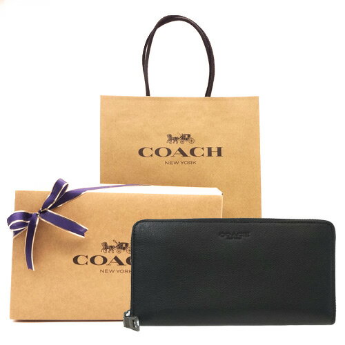 コーチ 長財布 メンズ 【コーチ箱 紙袋付き ギフト ラッピング無料】コーチ 財布 COACH メンズ 長財布 カーフ レザー ラウンドファスナー長財布 F-58102 BLK【新作人気モデル】 コ−チ財布 COACH財布 【コ−チ サイフ】【楽ギフ_包装】【送料無料】【コンビニ受取対応商品】