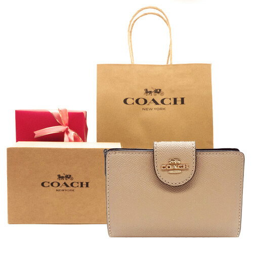 コーチ 革財布 レディース 【コーチ箱 紙袋付き ギフト包装無料】コーチ 財布 COACH クロスグレイン レザー 二つ折り財布 6390 IMTAU COACH【新作 新品】【COACH コーチ】【サイフ さいふ】【楽ギフ_包装】【コンビニ受取対応商品】