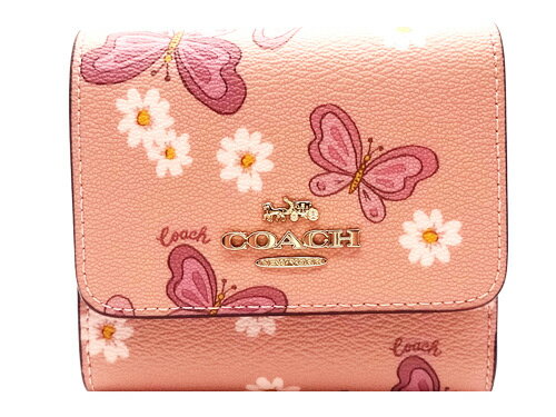 【コーチ 紙袋付き ギフト包装無料】コーチ 財布 COACH バタフライ フローラルプリント 蝶々 花柄 三つ折り財布 CH-606 IMTIV COACH【新作 新品】【COACH コーチ】【サイフ さいふ】【楽ギフ_包装】【コンビニ受取対応商品】