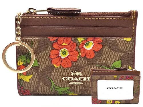 コーチ 【コーチ箱 紙袋付き ギフト包装無料】COACH コーチ コインケース パスケース 小銭 定期 シグネチャー フラワー プリント CR-823 IME7V【新作モデル・新品】【COACH コーチ】【楽ギフ_包装】【コンビニ受取対応商品】【あす楽】