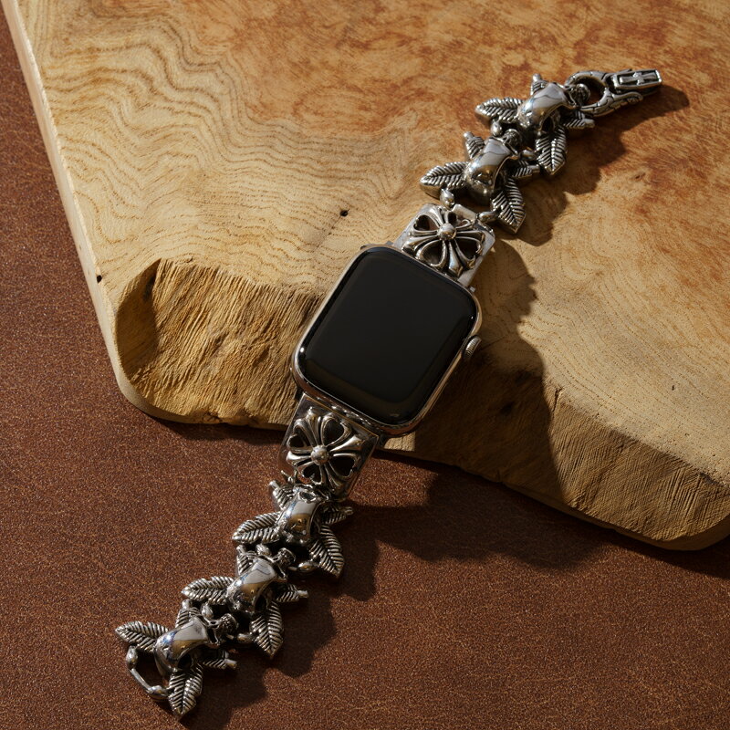 ステンレス＋シルバー925 Apple Watch バンド 交換ベルト 46mm 45mm 44mm Series10～4 Apple Watch バンド 交換ベルト 46mm 45mm 44mm Series10～4 ステンレスバックル 高級カスタム