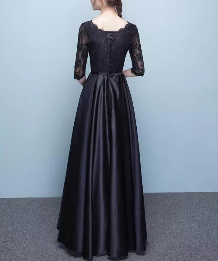 Aラインドレス ドレス ワンピース ウェディング パーティー 結婚式 二次会 演奏会 発表会 ステージ 舞台 フォーマル キャバ 謝恩会 演劇 ラウンジ クラブ ロング マキシ 7分袖 ラウンドネック Aライン レース ウエストマーク 透け感 可愛い きれいめ 大人可愛い 上品