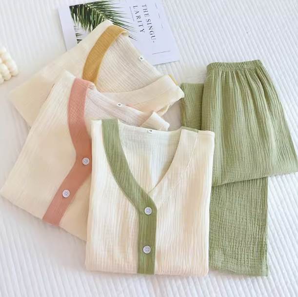 ガーゼパジャマ レディース トップス ボトムス ルームウェア パジャマ 部屋着 セットアップ 寝巻き 前..