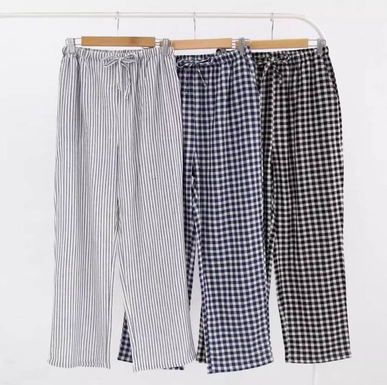 Rakuten - レディース パンツ ボトムス ルームウェア パジャマ 部屋着 寝巻き ストレート ウエストゴム 薄手 送料無料 大人可愛い シンプル カジュアル おしゃれ こなれ感 ラフ ルーズ 存在感 抜け感 キュート ベーシック ナチュラル チェック ストライプ柄 ゆったり 体型カバー