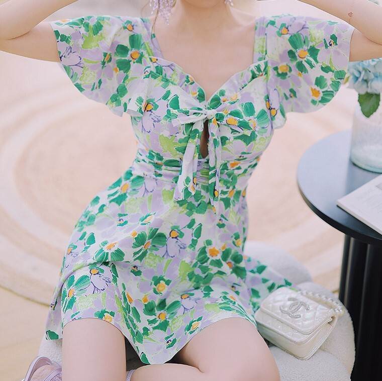 Rakuten - 水着 レディース ワンピース スカパン ノンワイヤー パッド付き 二の腕カバー 半袖 リボン 大人可愛い きれいめ 大人っぽい おしゃれ お洒落 ガーリー クール セクシー 花柄 リゾート 旅行 温泉 プール 夏 海 韓国 モテ インスタ映え 大きい ビッグサイズ 送料無料