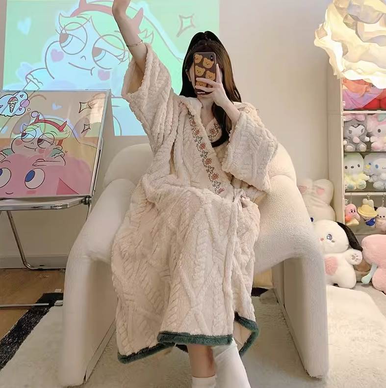 ガウン レディース ルームウェア パジャマ 部屋着 寝巻き ネグリジェ 羽織 前開き ロング 長袖 Vネック..