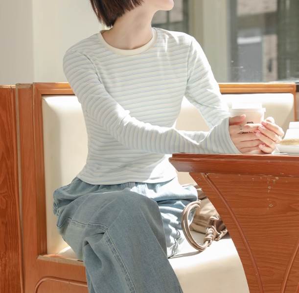 Rakuten - レディース トップス ロンT ラウンドネック かわいい 大人可愛い シンプル カジュアル おしゃれ ラフ ガーリー 存在感 ラブリー キュート ベーシック カントリー アクティブ ナチュラル ボーダー 春 夏 秋 ロングシーズン ママ 学生 デート お出かけ 旅行 送料無料