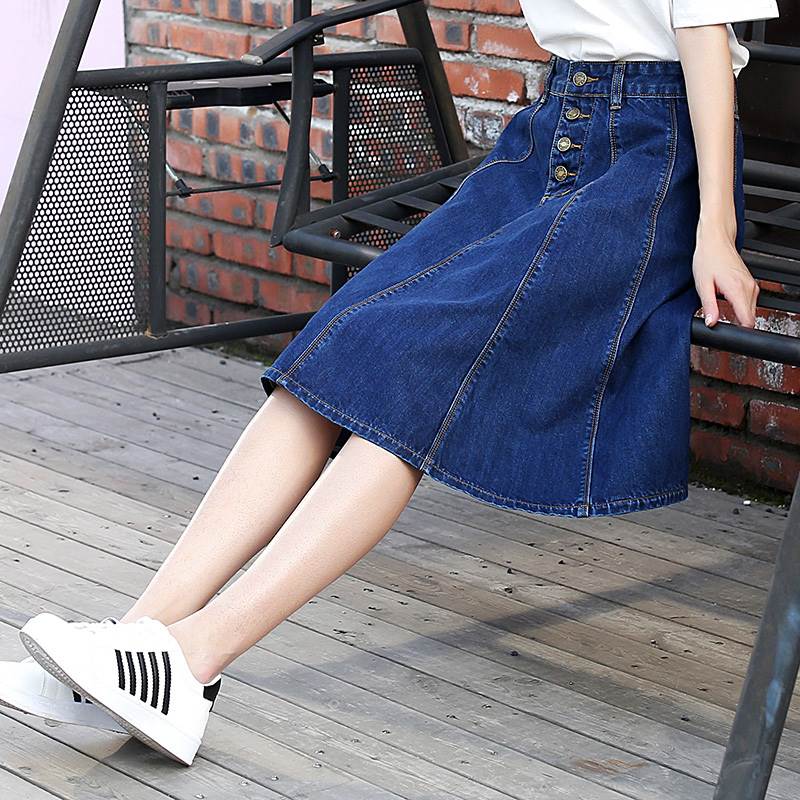 Rakuten - レディース スカート デニム ロング ミドル丈 Aライン ファスナー ポケット ハイウエスト ボタン 大人可愛い きれいめ カジュアル おしゃれ 送料無料 ガーリー ヴィンテージ 古着テイスト 無地 春 夏 通学 デート お出かけ イベント 旅行 海 プール ビーチ 公園 女子会 休日