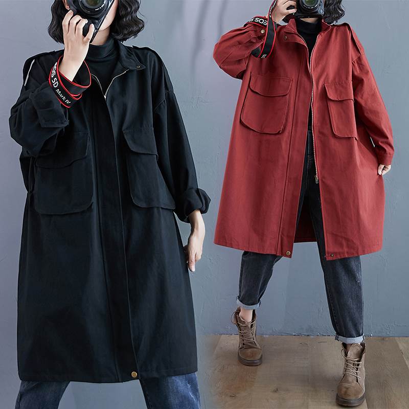 Rakuten - レディース ジャケット 羽織 前開き ロング 長袖 ドロップショルダー スタンドカラー ワイド ポケット ドロスト ボタン ヴィンテージ 厚手 綿 大人可愛い きれいめ シンプル カジュアル 上品 おしゃれ かっこいい こなれ感 マニッシュ 主役級 都会的 送料無料