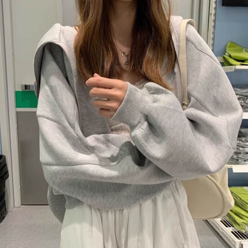 Rakuten - レディース トップス パーカー うさ耳 スウェット 部屋着 羽織 前開き 長袖 フード ワイド ファスナー ポケット 送料無料 大人可愛い シンプル カジュアル おしゃれ こなれ感 ラフ キュート ガーリー 中厚手 存在感 アクティブ 学生 通学 春 秋 冬 普段使い デート お出かけ