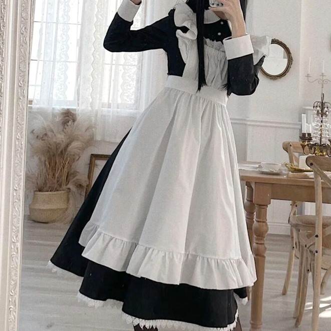 メイド服レディースワンピースミディ...