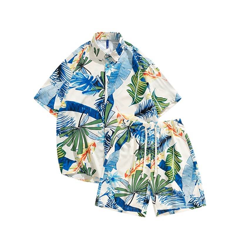 Rakuten - メンズ 2点セット トップス パンツ シャツ ショートパンツ 半袖 襟付き ウエストゴム ボタン 大人可愛い きれいめ カジュアル おしゃれ かっこいい ラフ メンズライク ボーイッシュ クール 存在感 アメリカン プリント 春 夏 通勤 デート お出かけ お泊まり アウトドア
