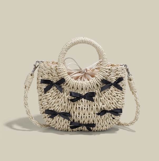 ストローバッグ バッグ カバン レディース 肩がけ 手持ち かごバッグ 便利 リボン カゴ かわいい 大人..