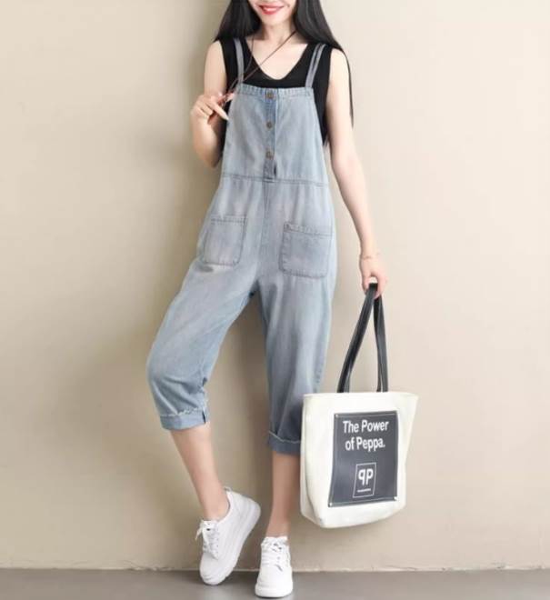 Rakuten - デニムサロペット レディース パンツ ボトムス サロペット つなぎ 膝丈 袖なし キャミソール ストリート ポケット デニム ブルーデニム かわいい シンプル カジュアル おしゃれ かっこいい ラフ ガーリー 存在感 ラブリー キュート ベーシック アクティブ 無地 春 夏