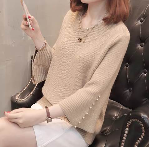 Rakuten - レディース トップス ニット セーター プルオーバー 長袖 ベルスリーブ Vネック フェミニン かわいい 大人可愛い きれいめ 上品 おしゃれ ガーリー エレガント 存在感 ラブリー キュート 都会的 ロマンティック 無地 春 秋 冬 ロングシーズン デート お出かけ 女子会