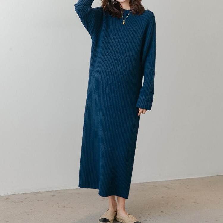 Rakuten - レディース ワンピース ニット ロング 長袖 ラウンドネック 大人可愛い きれいめ おしゃれ かっこいい ラフ ガーリー クール 都会的 ナチュラル 無地 秋 冬 マタニティ 通勤 デート お出かけ お泊まり イベント 旅行 レストラン 公園 女子会 休日 ホテル ショッピング
