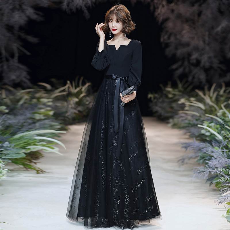Rakuten - ドレス ワンピース ウェディング パーティー 結婚式 二次会 披露宴 演奏会 発表会 ステージ 舞台 衣装 コスプレ コスチューム 謝恩会 ロング 5分袖 Vネック スクエアネック フレア Aライン チュール ウエストマーク ウエストリボン 切り替えデザイン ハイウエスト