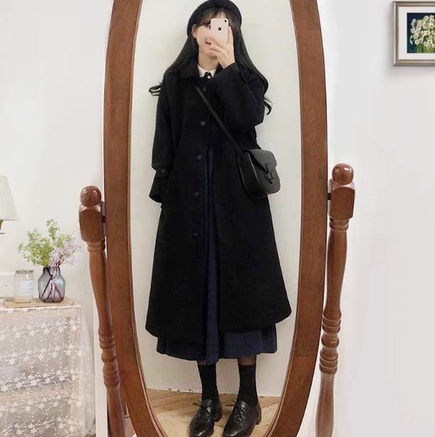 Rakuten - アウター コート ロングコート 上着 長袖 襟付き 前開き ボタン ポケット かわいい 大人可愛い きれいめ シンプル 上品 おしゃれ かっこいい レトロ ラフ ルーズ こなれ感 個性的 主役級 存在感 抜け感 冬 キュート ナチュラル ベーシック フォーマル 無地 レディース